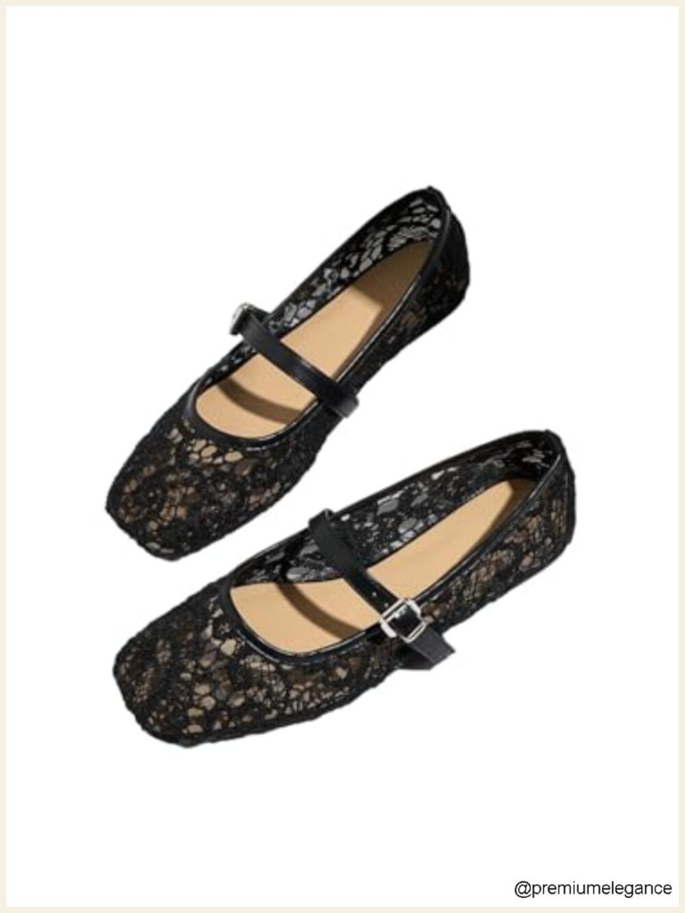 Women's Lace Mesh Ballet Flats - Breathable Lightweight Dressy Square Toe Shoes